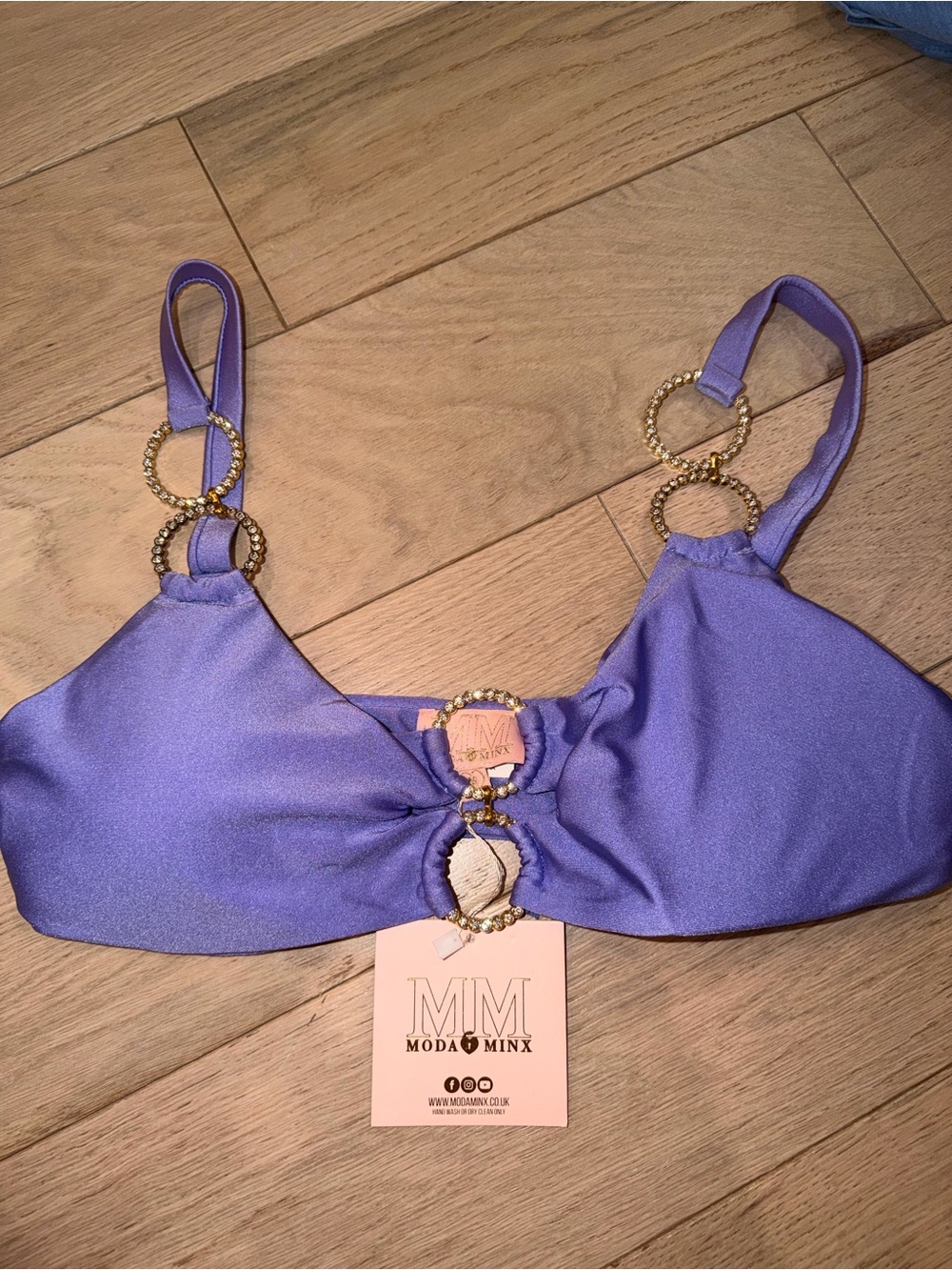 Moda Minx purple Lilac Ring-Accent Bikini Top